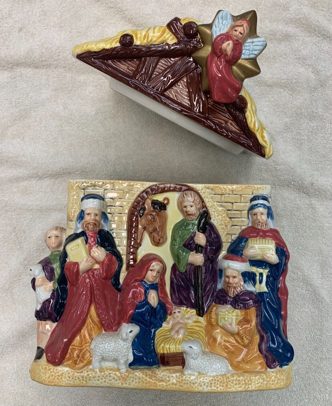 JAY IMPORTS NATIVITY SCENE HOLY JESUS CHRISTMAS HOLIDAY CERAMIC COOKIE JAR W/BOX