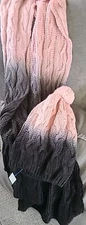 NWT GABRIELLA by LA FIORENTINA Knit Scarf & Hat Pink Gray Ombre