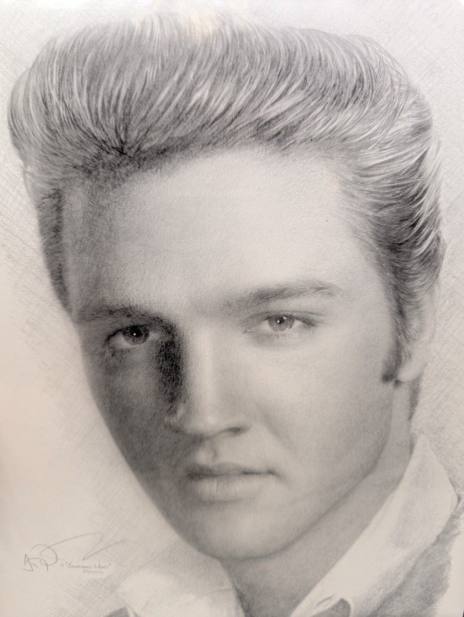 Elvis Pencil Drawing Print by Jonathan Wood | eBay