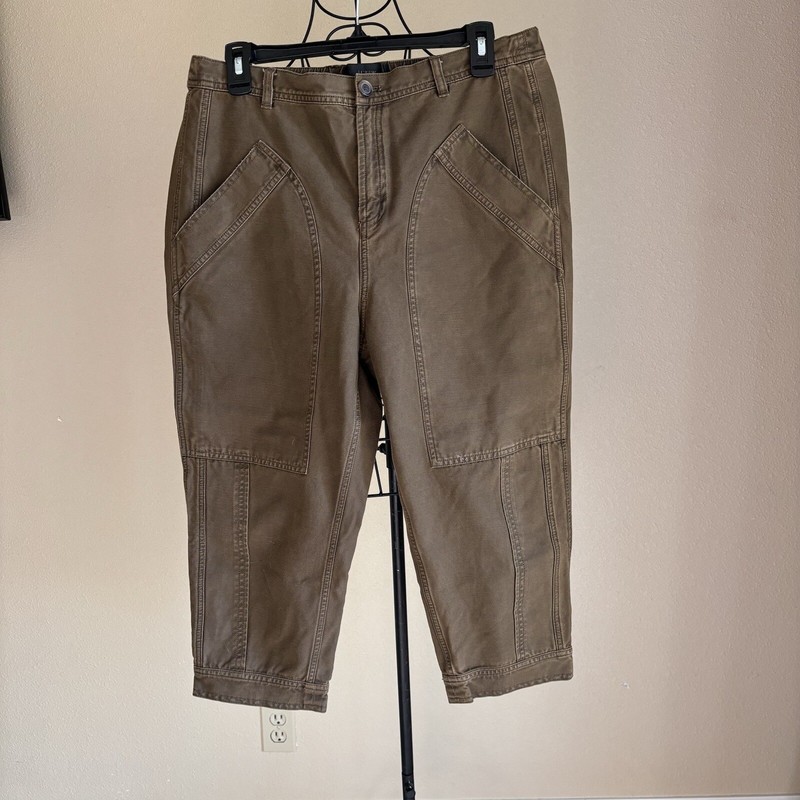 J. Crew Cotton Cropped Capri Pants Size 8 Brown Cargo Pockets
