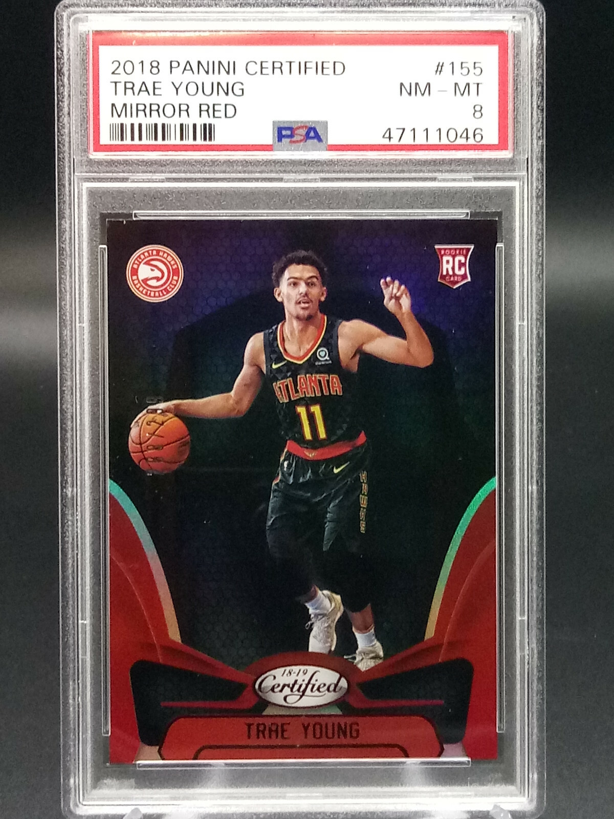 2018 Panini Certified #155 Trae Young Mirror Red RC Rookie PSA 8 NM-MT /299