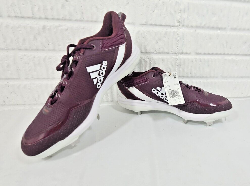 Adidas Icon 7 Metal Baseball Cleats Mens Size 13 Burgundy Red White FZ1555 New Adidas Icon 7 Metal Baseball Cleats Burgundy Red White  main image 2