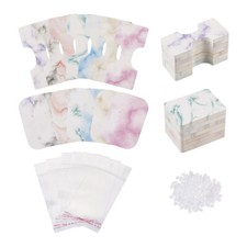 1Set Marble Paper 7 Colors Hair Ties Earring Display Card With Ear Nuts and Bag