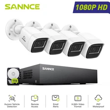 SANNCE 4CH 5IN1 HDMI AHD DVR 1080P Security Camera System Outdoor Night Vision