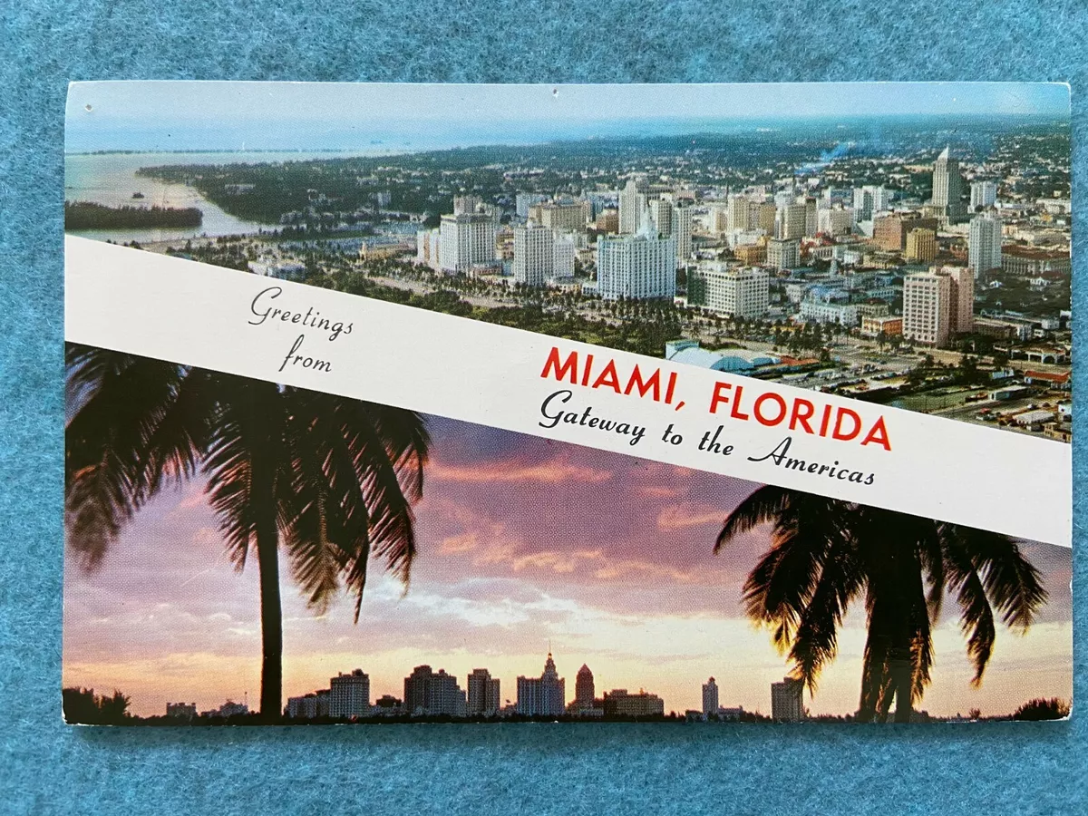 Greetings from Miami Florida, Gateway to the Americas Vintage Postcard