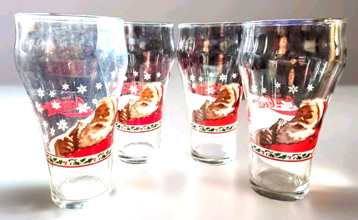 Coca Cola Vintage Santa Claus 14 oz Christmas Glasses Set of 4 | eBay