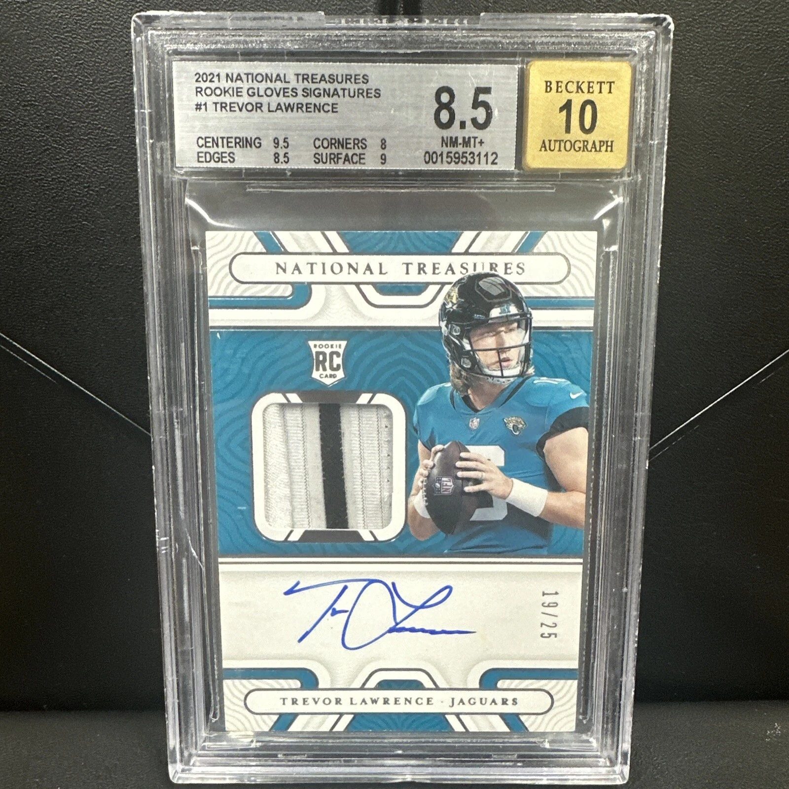 Trevor Lawrence Panini National Treasures Rookie Gloves Signatures #TL Base