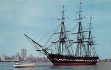 USS Constitution Old Ironsides Boston Naval Shipyard MA Vtg Postcard CP351