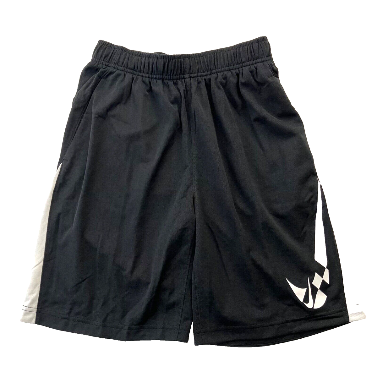 Nike Dri Fit Boys Checkered Logo Training Shorts CU8956 Black