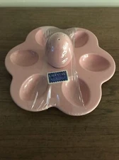 New Chantal Pink Stoneware Deviled Egg Tray With Salt Shaker