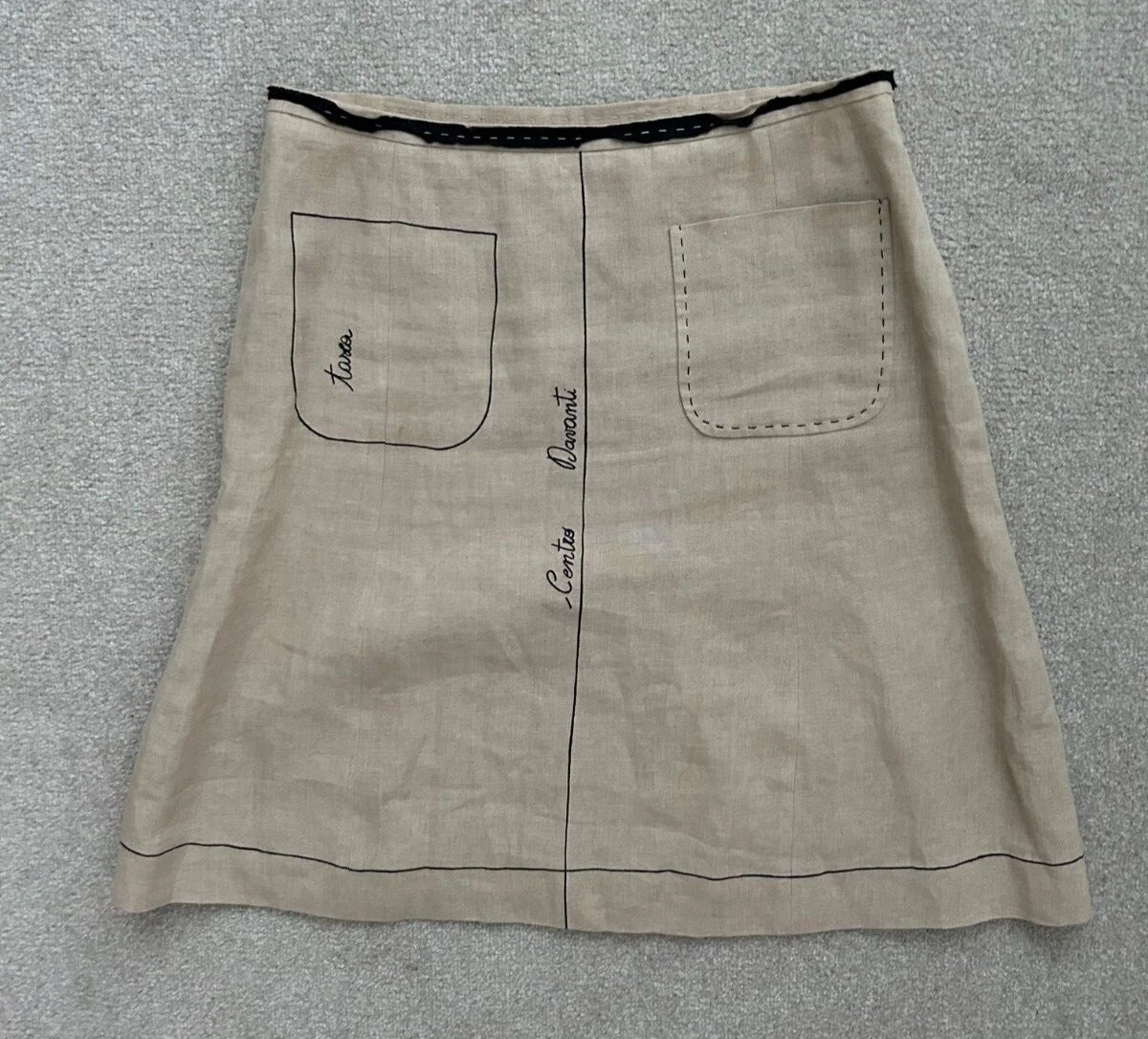 Gonna Moschino Black Linen Ceci N est non haute couture IT44 UK12 rara