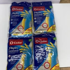 (4) 2 Pairs O-Cedar Playtex Large Handsaver Reusable Gloves Yellow/Blue