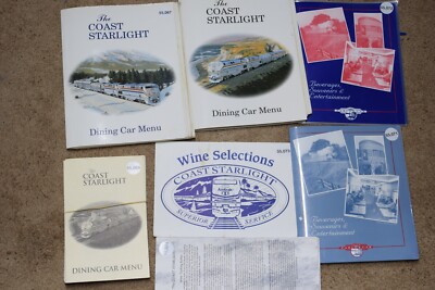 AMTRAK DINING CAR MENU SEAT CHECKS ROUTE GUIDES SOUVENIRS     sold individually