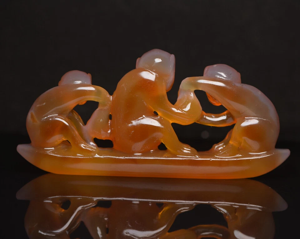 Certified Natural Agate Hand-carved Exquisite Monkey Statue 27474 - Image 2 of 4