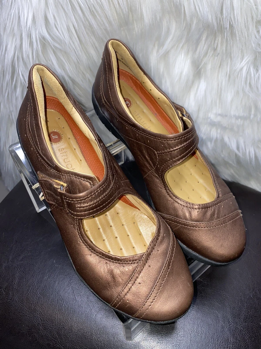Clarks Unstructured Women s Metallic Brown Bronze Leather Mary