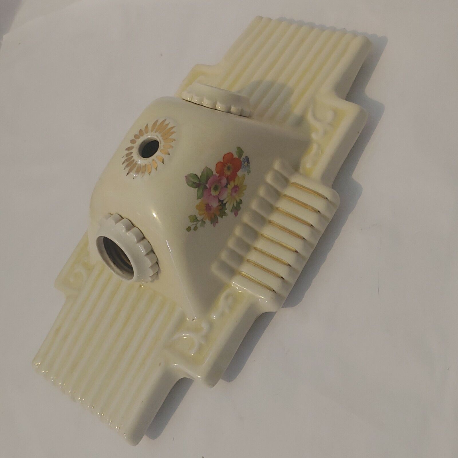 Vintage Porcelain Ceramic Light Fixture Single Sconce 2 Bulb 10 3/4