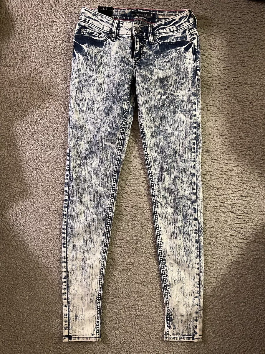 HOT TOPIC LOVESICK ACID WASH SKINNY JEANS DENIM NEW RETRO 90s RARE TRIPP NYC  EMO