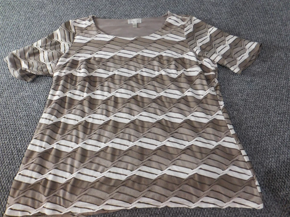 Blusa Dressbarn Mujer 2X Plus Gris Rayas Jersey Top Elástico Clásico Forrado Foto 3 de 4