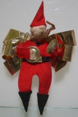 1950 s~5 ½  Tall Cotton Batting Santa Claus