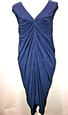 ALEXANDER McQUEEN (Real) Rare Zapphire Blue silk Draped Dress size 42 ita 2009 - Imagen 1 de 4