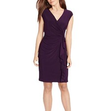 American Living Cap Sleeve Ruffle Eggplant Dress Size 2