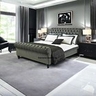 Darsons 3Ft 4Ft 5Ft 6Ft Upholstered Chesterfield Sleigh Scroll Bed Frame