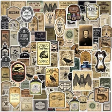 JUNEBRUSHS 324 Pcs Potion Labels Scrapbook Stickers, Vintage Gothic Aesthetic...