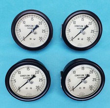 Conoflow Air Pressure Gauge 1/4" Npt 30psi MADE in USA 3" 4" Panel Mnt LOT of 4