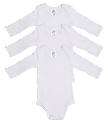 Jack & Jill Baby Long Sleeve Bodysuit 100% Cotton 3-Pack White