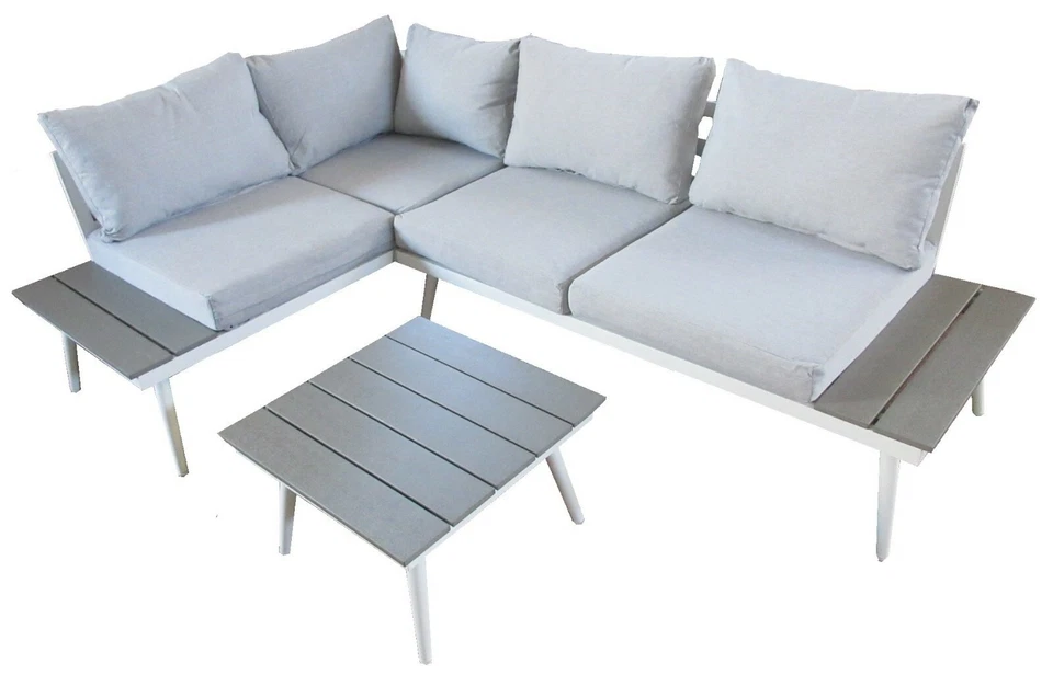 Gartenmöbel Set Lounge Alu Loungemöbel Sitzgruppen Aluminium Garten Outdoor Weiß - Bild 2 von 4