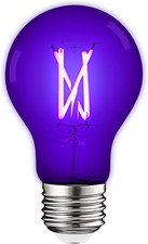 A19 Edison UV LED Black Light Bulb, 6W Filament Blacklight Bulb, UVA 397-407Nm,