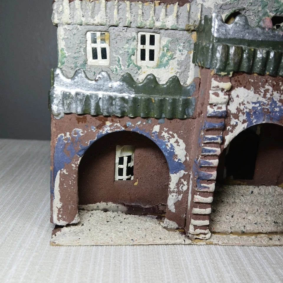 Vintage Christmas Village Paper Cardboard Putz House BLACK CASTLE Japan 1930's - Image 2 of 4