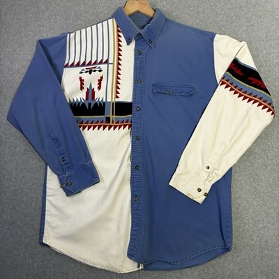 Men s XL Express Rider Aztec Print Button Up Western Shirt Southwestern