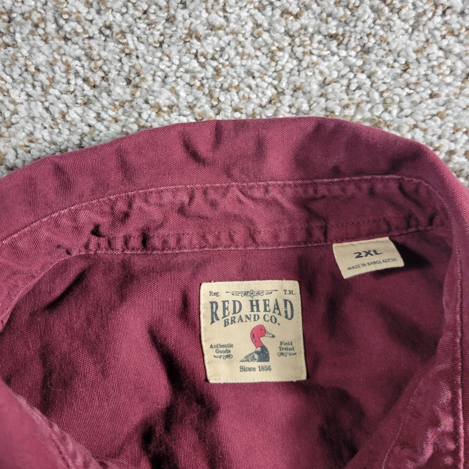 Redhead Shirt Mens 2XL Red Long Sleeve Button Up Canvas Camp Outdoors  - Image 2 of 4