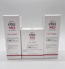 2x Elta MD UV Clear Broad-spectrum Facial Sunscreen SPF 46 1.7oz + Travel 0.5oz