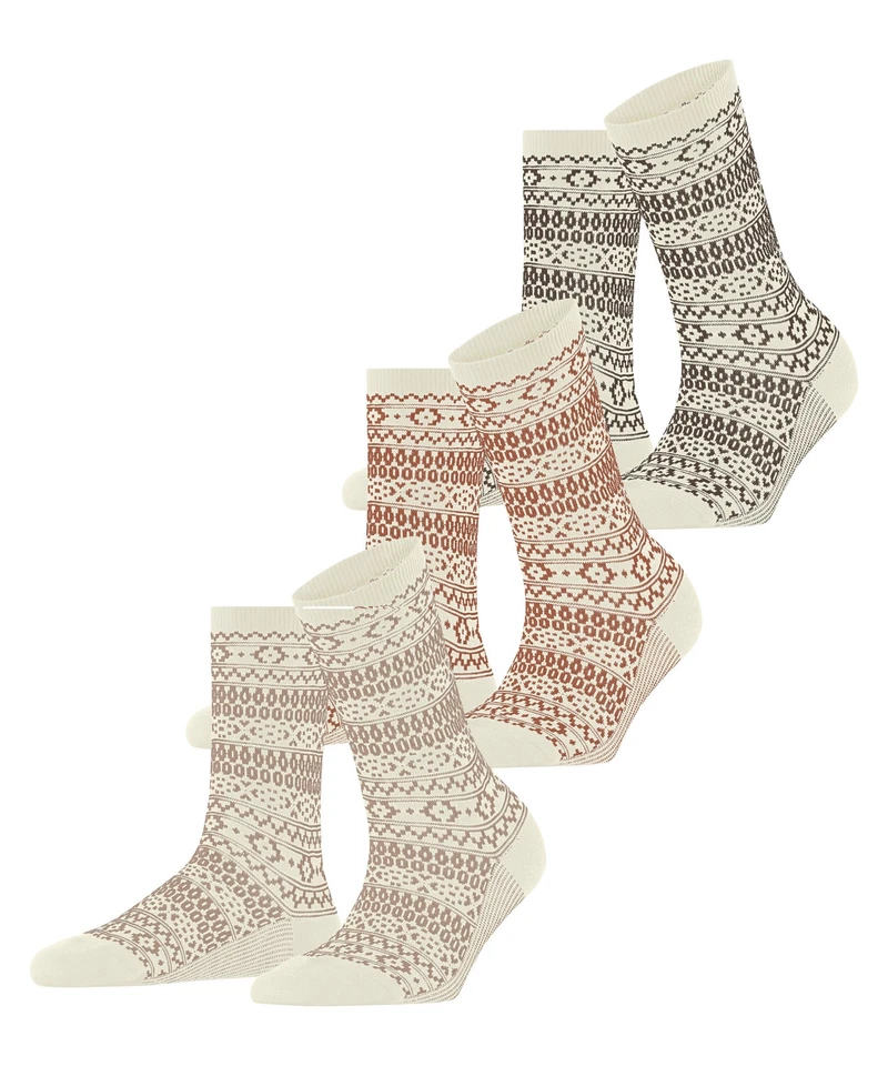 Esprit Sami Pattern 3-Pack Bootsocken Damen Norweger