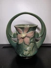 VTG Roseville Art Pottery Clematis Pattern Handled Vase 1944 Large