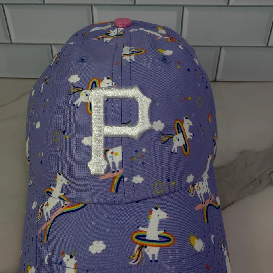 Pittsburgh Pirates Hat Cap Strap Back Baseball Unicorn Rainbow Purple Kids 47 - Image 2 of 4