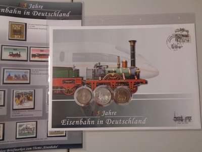 DEUTSCHLAND 2010 - Numisbrief mit 2 x 5 Mark + 10 Euro - 175 JAHRE EISENBAHN