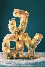 Anthropologie Festive Sisal Light-Up Diorama *JOY* Set Christmas New Letters 🎄