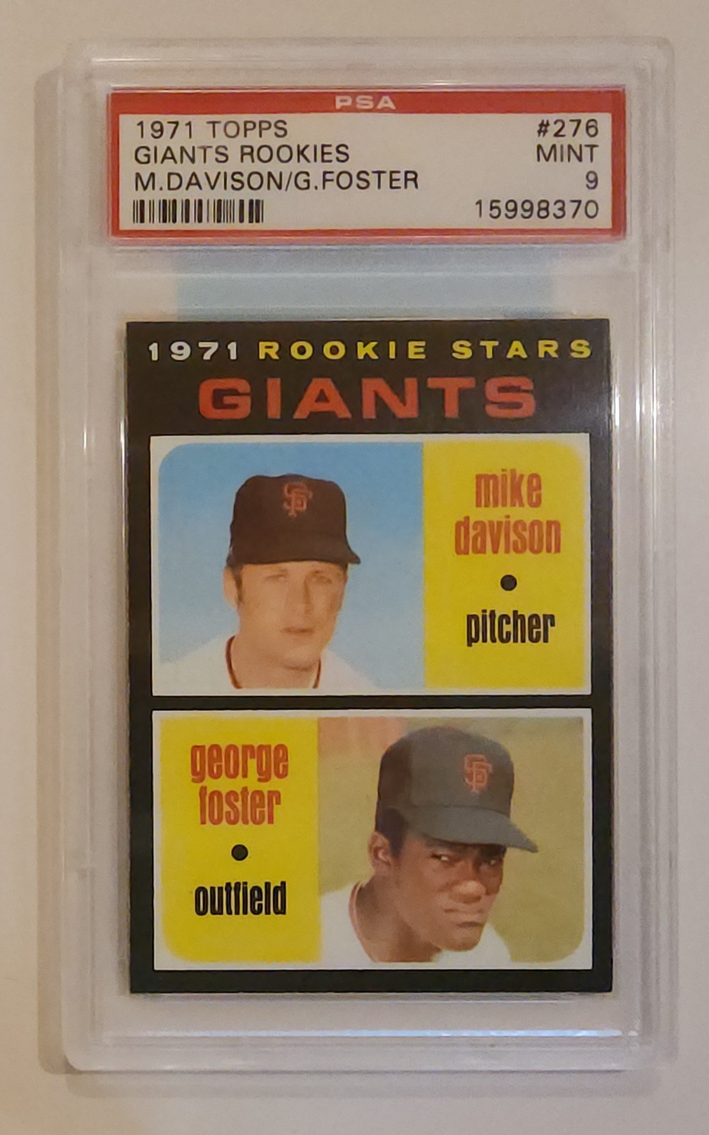 1971 Topps #276 Giants Rookies (George Foster RC) PSA 9 MINT W/None Higher