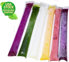 120pcs Disposable Ice Pop Bags 11x2in Zip Seal Freezer Tubes with Funnel BPA Fre