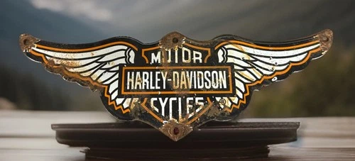 Vintage 9 3/4” X 3 1/4” Harley Davidson Motorcycles Wings Logo Porcelain Sign