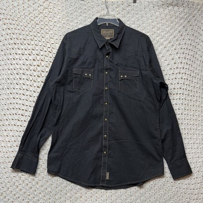 Wrangler Retro Shirt Mens 2XL Tall Premium Black Western Pearl