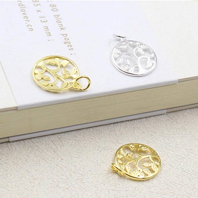 1 Stck. Sterlingsilber 18K vergoldet Vermeil Filigran Lebensbaum Charm SSP08
