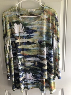 Jess & Jane  Lily Pond  3/4 Sleeve Tunic Top in Women s Large-NEW