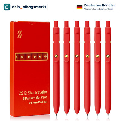Gelstifte 0,5 mm Rote Tinte Feine Spitze 6 Stück für Notizen Tagebuch Geschenke