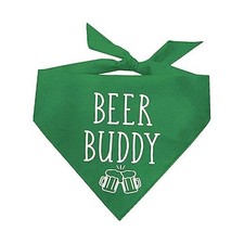 Beer Buddy Dog Bandana  100 Cotton Triangle  Made in USA  One Size Green