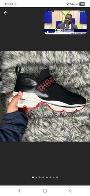 Louis Vuitton Black Red White Slip On Low Top Sneaker Athletic Shoe Men