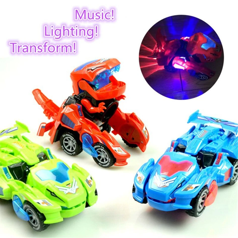 Transforming Dinosaur LED Car Automatic Dino Car For Kids 3+ Years Old Gifts E - Imagem 4 de 4